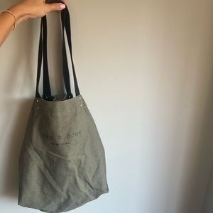 Rag & Bones khaki green canvas tote